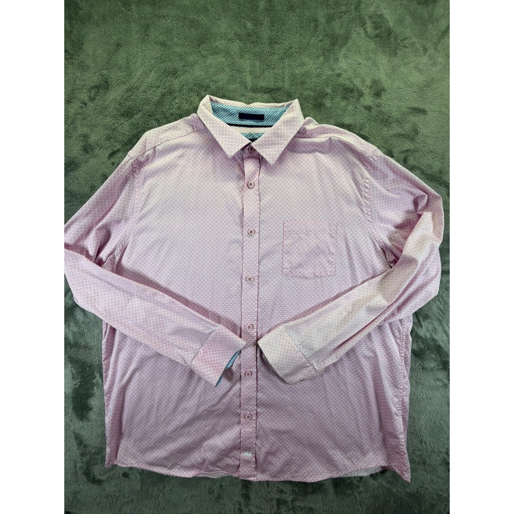 Johnston & Murphy Mens XXL Pink Geometric Medallion Cotton Button Down Shirt